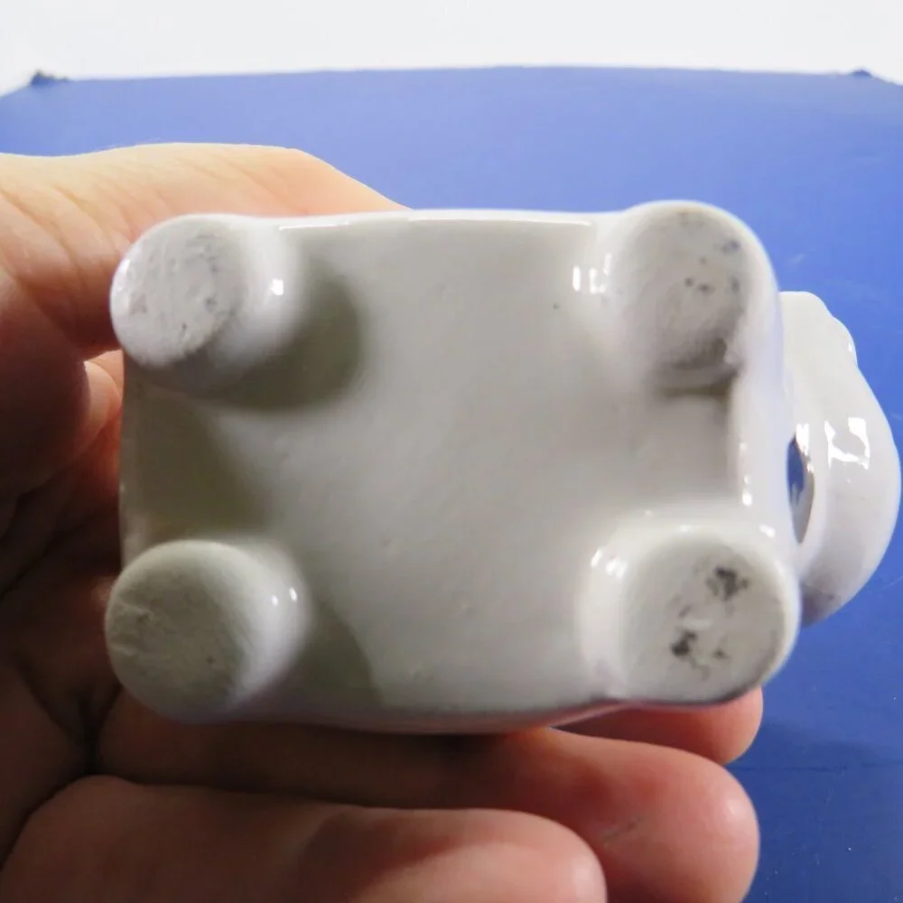 Mini Polka Dot Ceramic Dog w flowers or trinkets 2 3/4